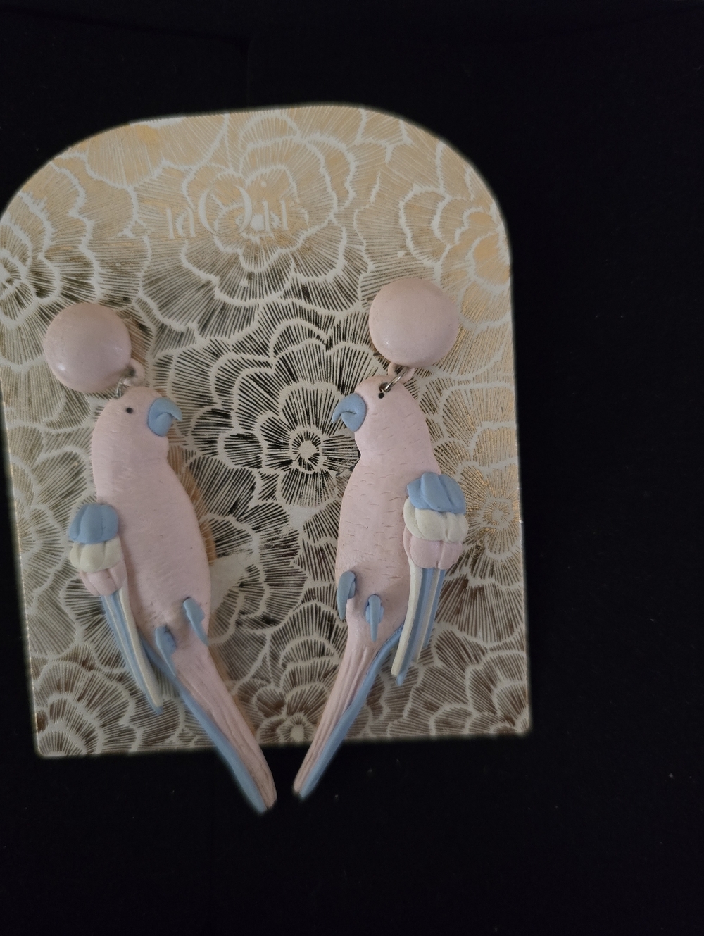 Pastel Pink Parrot Drop Earrings